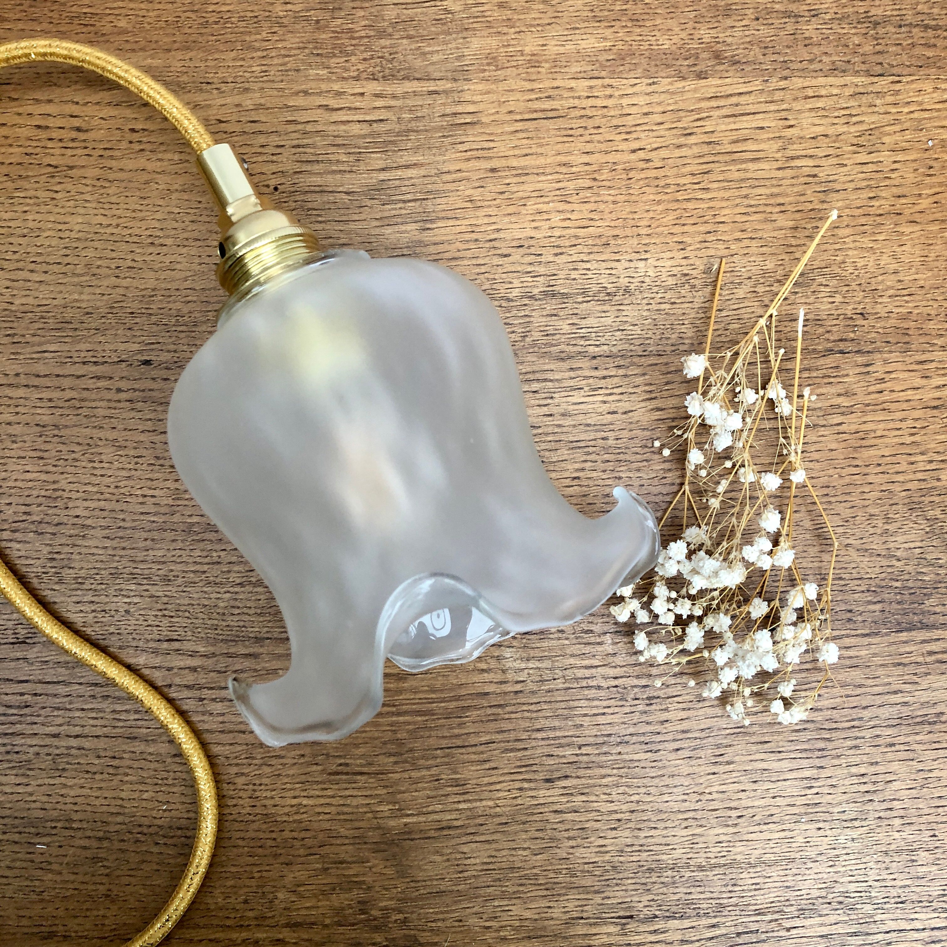 Vintage tulip walker in frosted glass