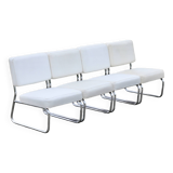 4 chauffeuses formant canapé modulable. acier, simili-cuir, années 70