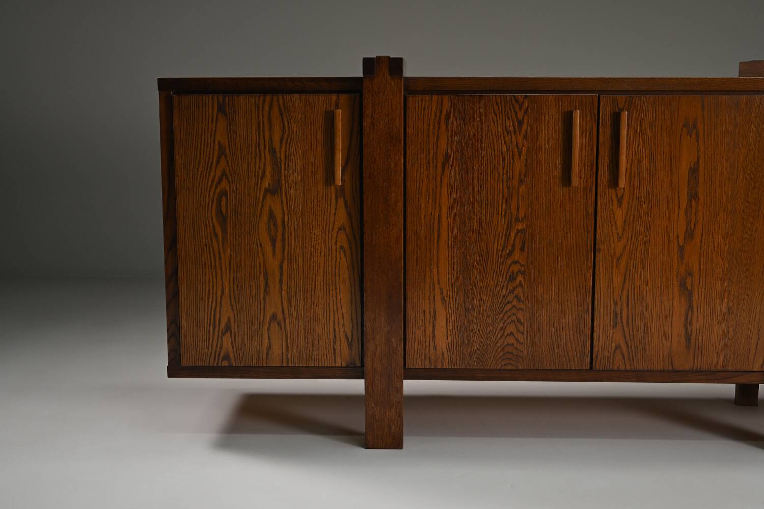 Dark stained brustalist oak sideboard, Belgium.
