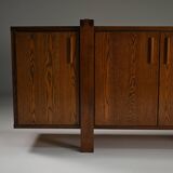 Dark stained brustalist oak sideboard, Belgium.