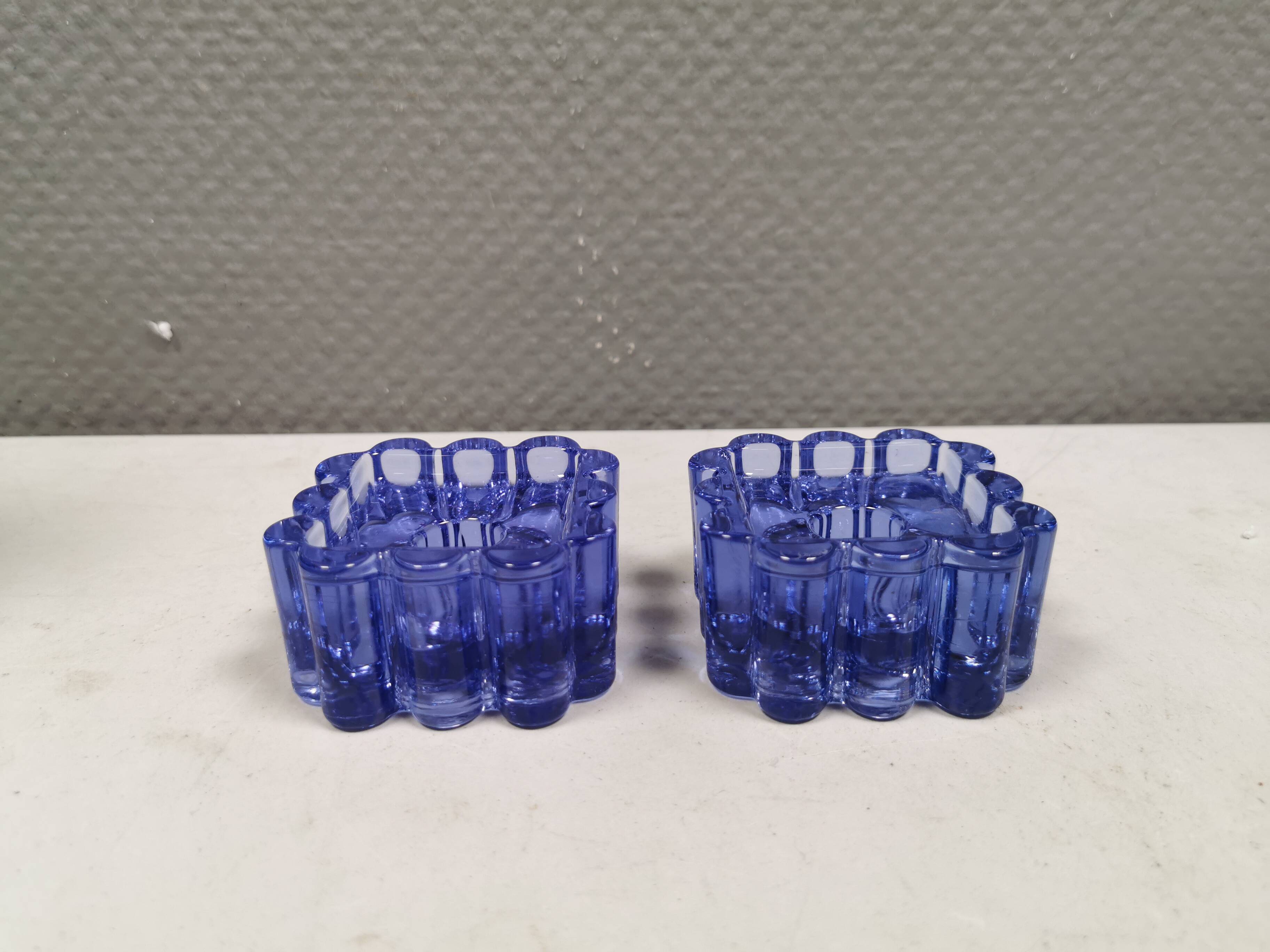 Two candle holders from Danish Holmegaard glassworks, 1968s