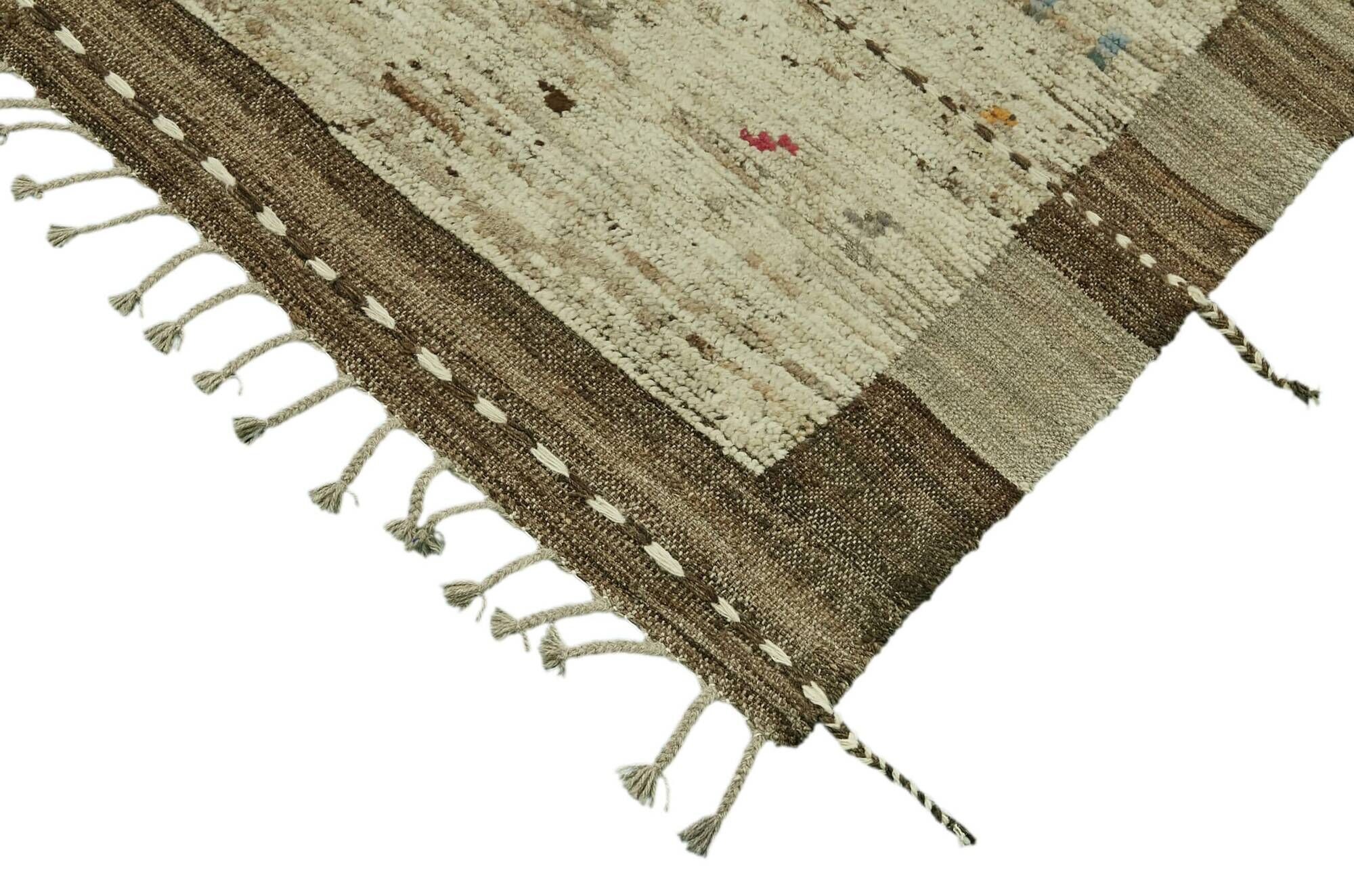 Handwoven Tribal One of a Kind 278 cm x 370 cm Beige Wool Carpet