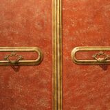 20th Century Italian Faux Red Porphyry Lacquered and Gilt Framed Wood Door