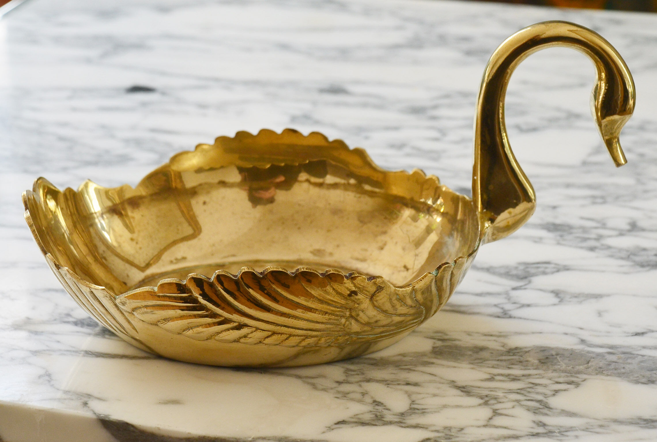 Swan brass trinket bowl from the 60/70