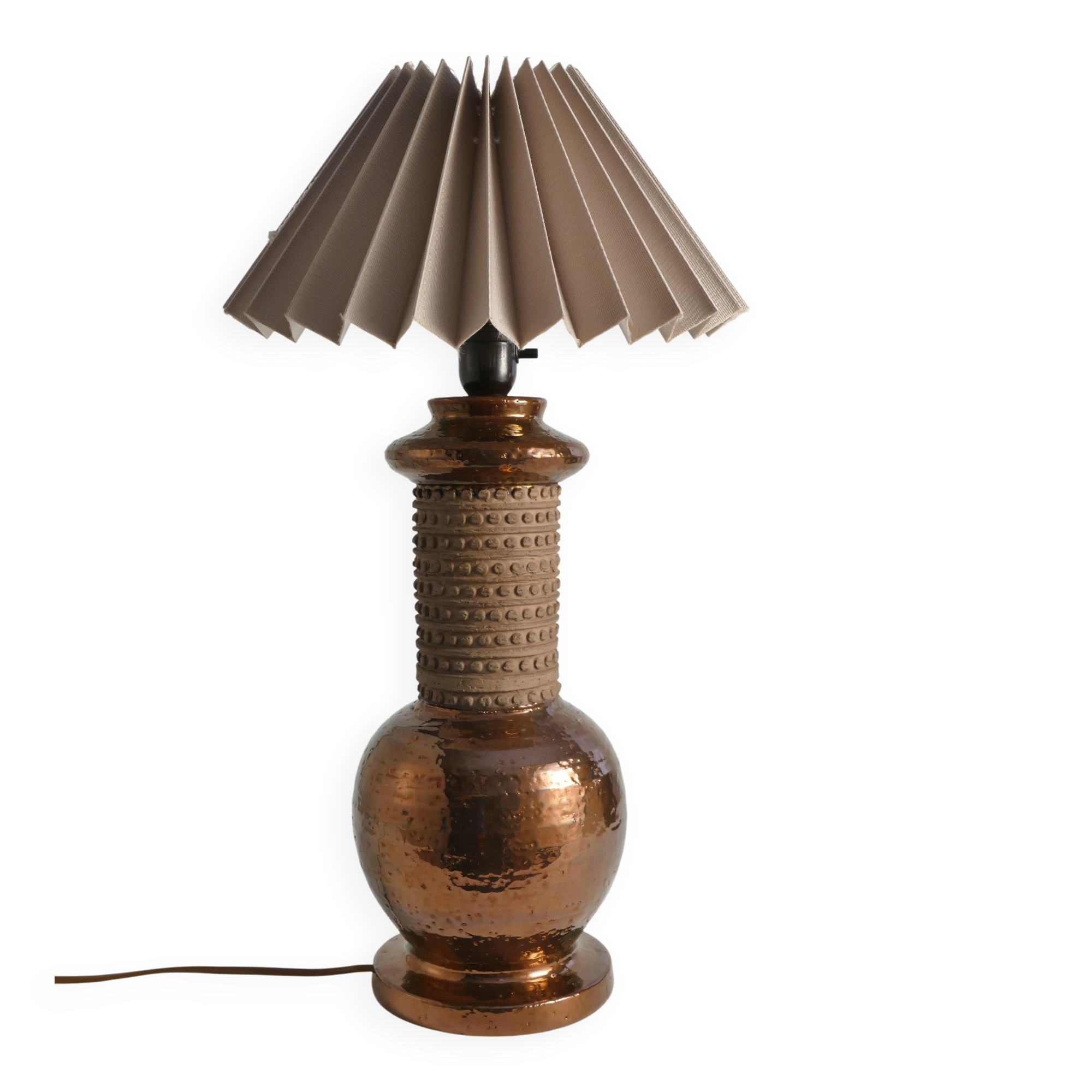 Mid-century Modern Copper-hued Ceramic Table Lamp by Bitossi for Bergboms, 1970s