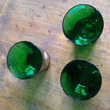 3 green aperitif glasses with medallion portrait of the kings of france dubonnet