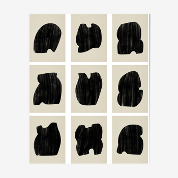 Ensemble de 9 tirages giclées abstraites, A4