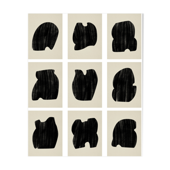 Ensemble de 9 tirages giclées abstraites, A4