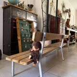 Old nursery school bench with backrest