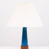 Turquoise Stoneware Table Lamp Teak base 1960s