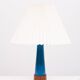 Turquoise Stoneware Table Lamp Teak base 1960s