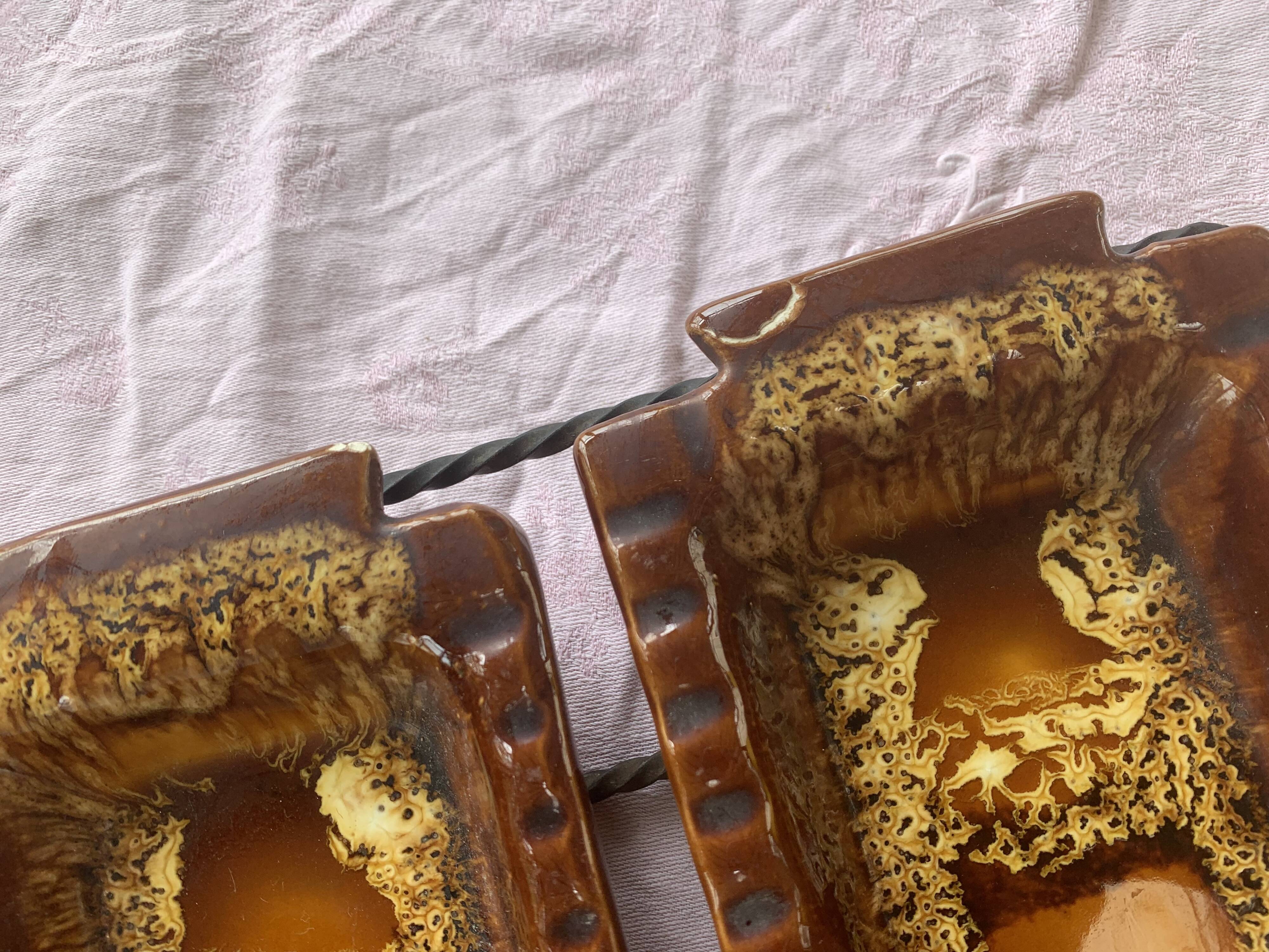 Aperitif servant in glazed ceramic signed by Marius Giuge artisan potter vallauris vintage