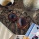 Organic modern set of 2 wood ashtrays, France 1970s