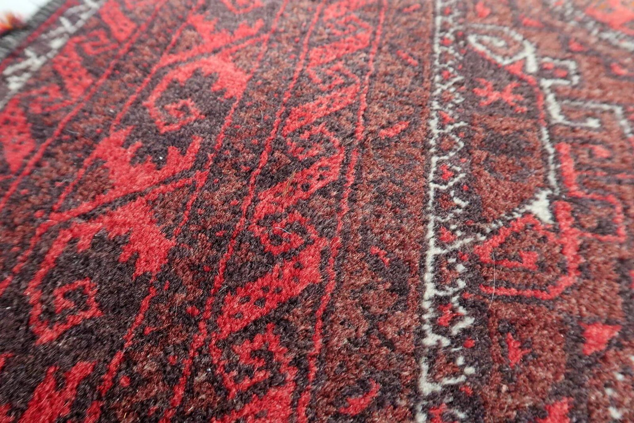 Vintage Afghan Baluch runner rug 107 x 211 cm - repetitive tribal (1C1196)