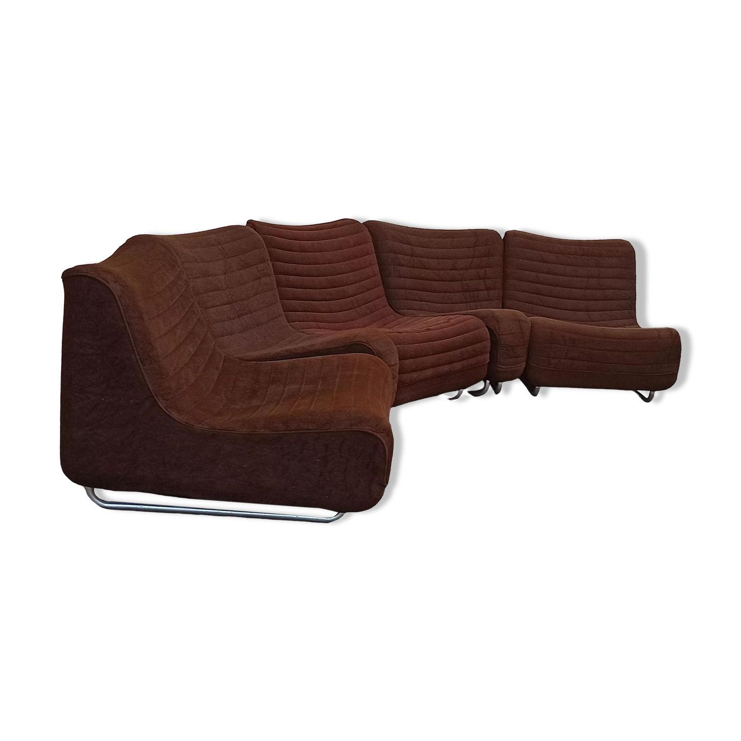 Ensemble de 5 chauffeuses marron Carl-Henrik Spak années 70