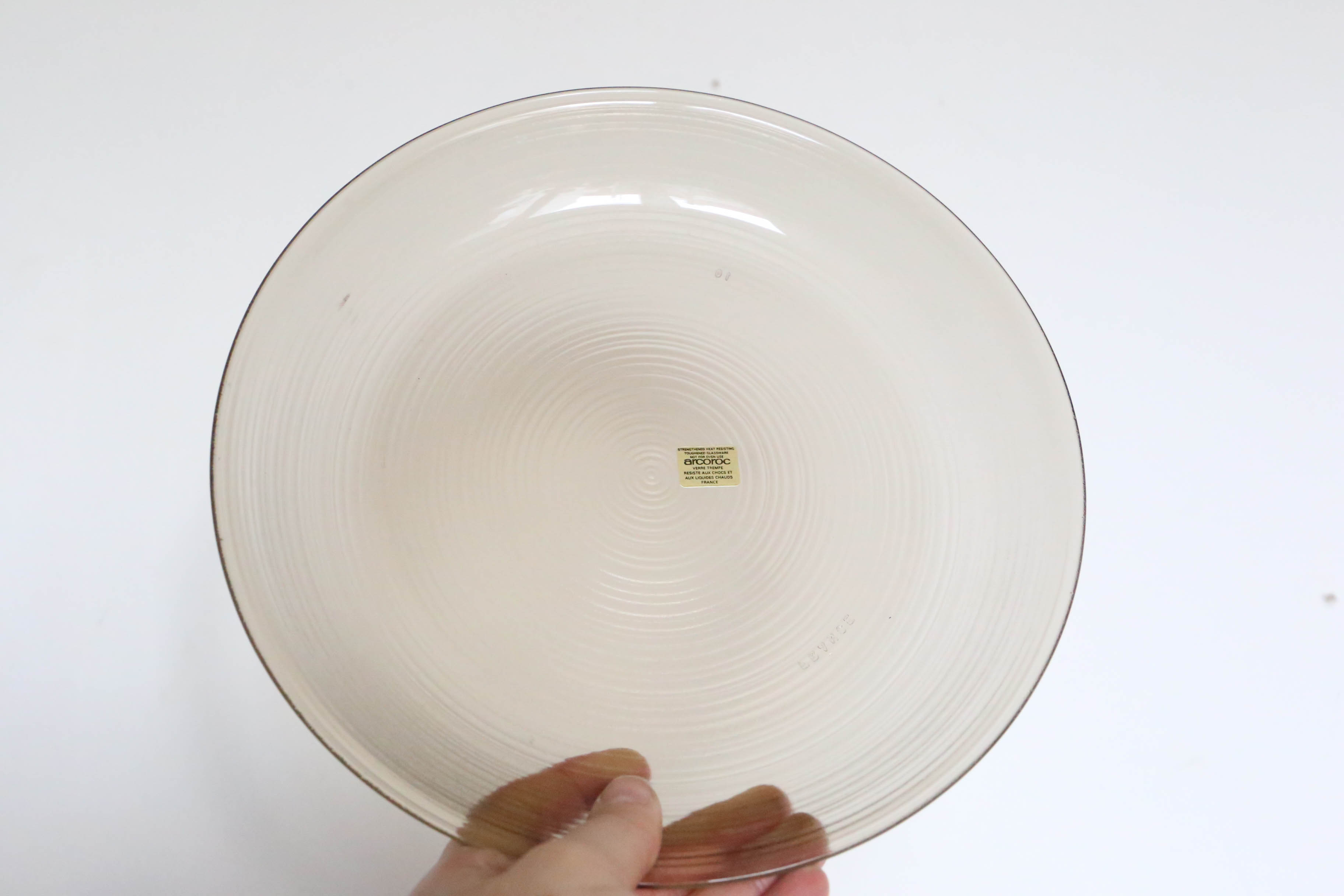 Set of 6 flat plates Arcoroc, in gray smoked glass, vintage French