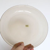 Set of 6 flat plates Arcoroc, in gray smoked glass, vintage French