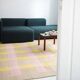 Tapis en jute à rayures roses et jaunes
