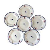 Set of 6 dessert plates Digoin Sarreguemines, years 30-40