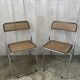 Paire de chaises pliantes chrome et cannage