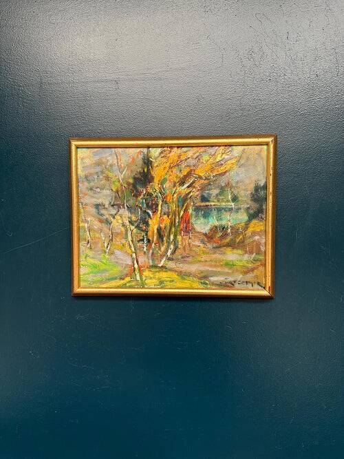 Original Swedish Oil on Panel – “Autumn Landscape” by Curt Selmer – Signed