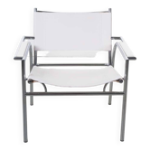 Fauteuil en cuir blanc – G. Vollenbrock – Hennie de Jong