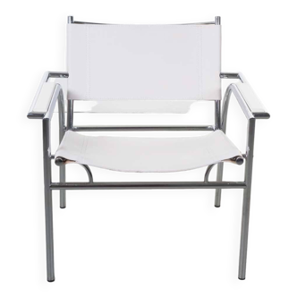 Fauteuil en cuir blanc – G. Vollenbrock – Hennie de Jong