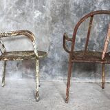 Pair of metal armchairs