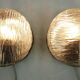 Pair of mapelec textured glass wall lights, 1970