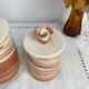 Set of 3 artisanal ceramic boxes signed Oupi Kiri vintage 50s