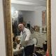 Large antique mirror from the Napoléon III era, finely carved and gilded with gold leaf.