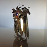 Owl in 1970s brutalist plate