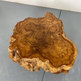 Table d'Appoint Rustique Wabi Sabi en Tronc d'Arbre en Noyer, 1960s