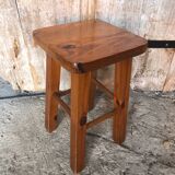 Ancien tabouret bois clair vintage