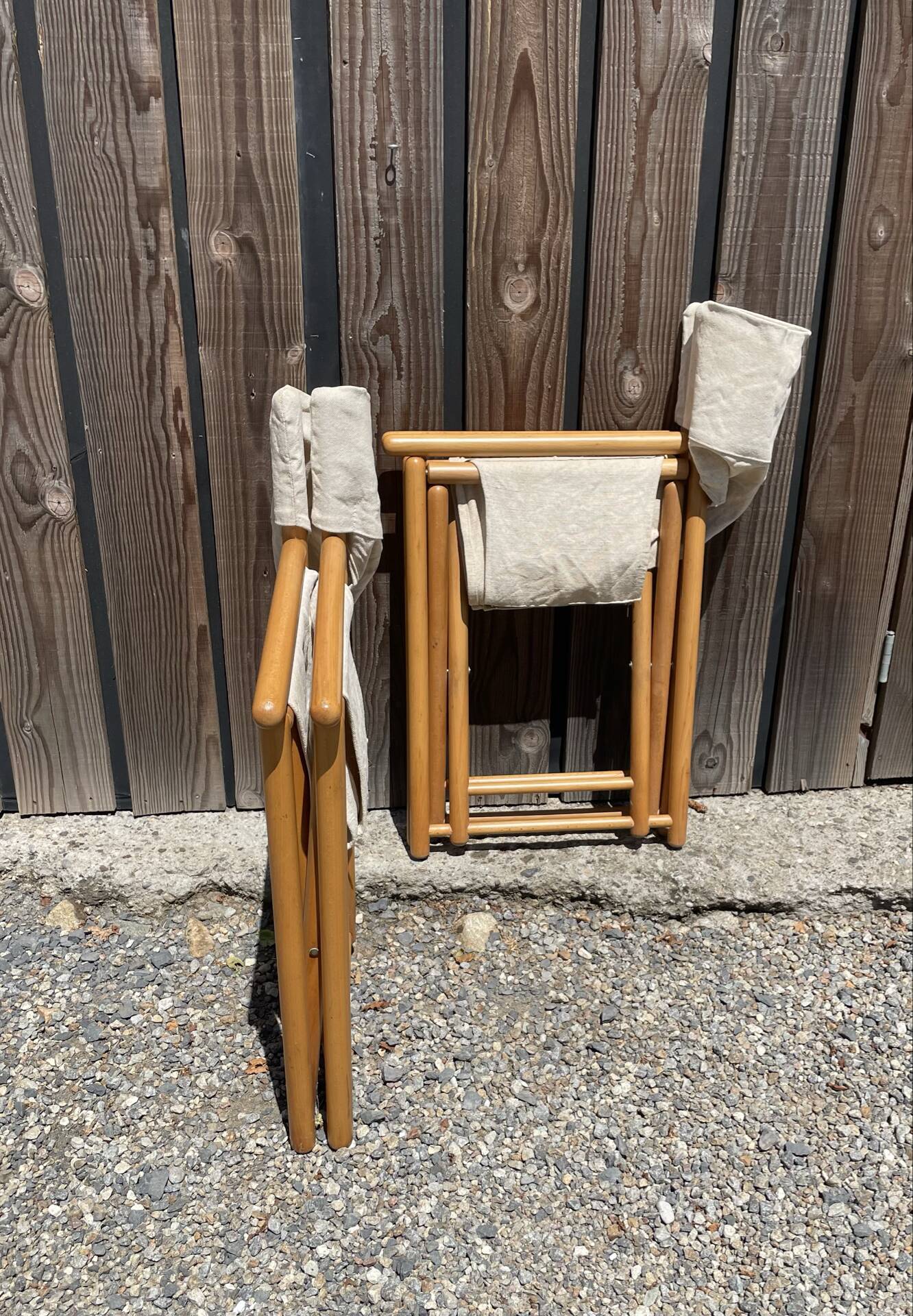 4 mid-century safari folding chairs