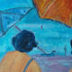 Tableau "plage à hendaye" hst marcelle guetta-fattal (1922-2009) fauvisme cubime