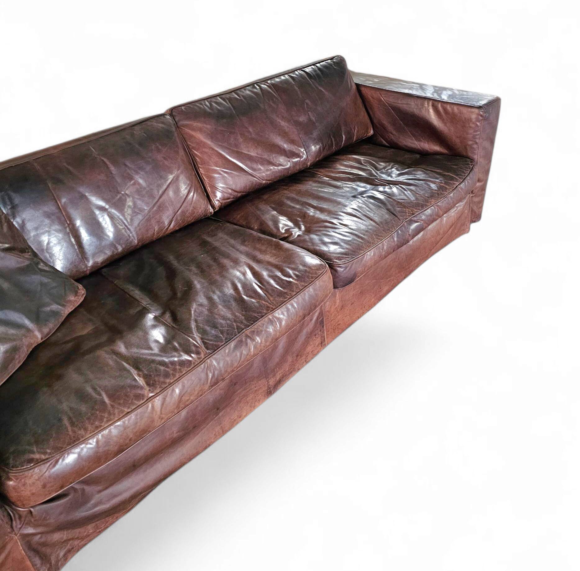 Massive / loose cover / brown leather / lounge sofa / 1970s/