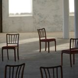 Set of 6 modern classic Danish dining chairs, oak with upholstered seats, 1950s.