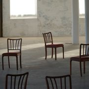 Set of 6 modern classic Danish dining chairs, oak with upholstered seats, 1950s.