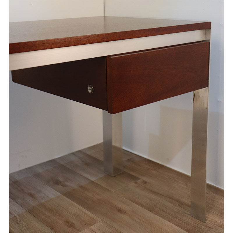 Vintage Georges Frydman desk in teak and aluminum 1970