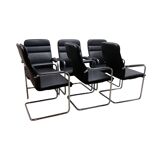 Set of 6 Black leather Thonet chairs