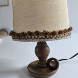 1950s turned wood table lamp