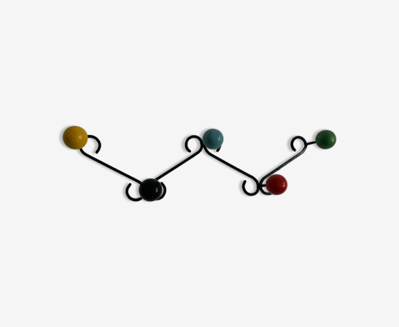 Portemanteau vintage 1960 5 patères boules - 64 cm