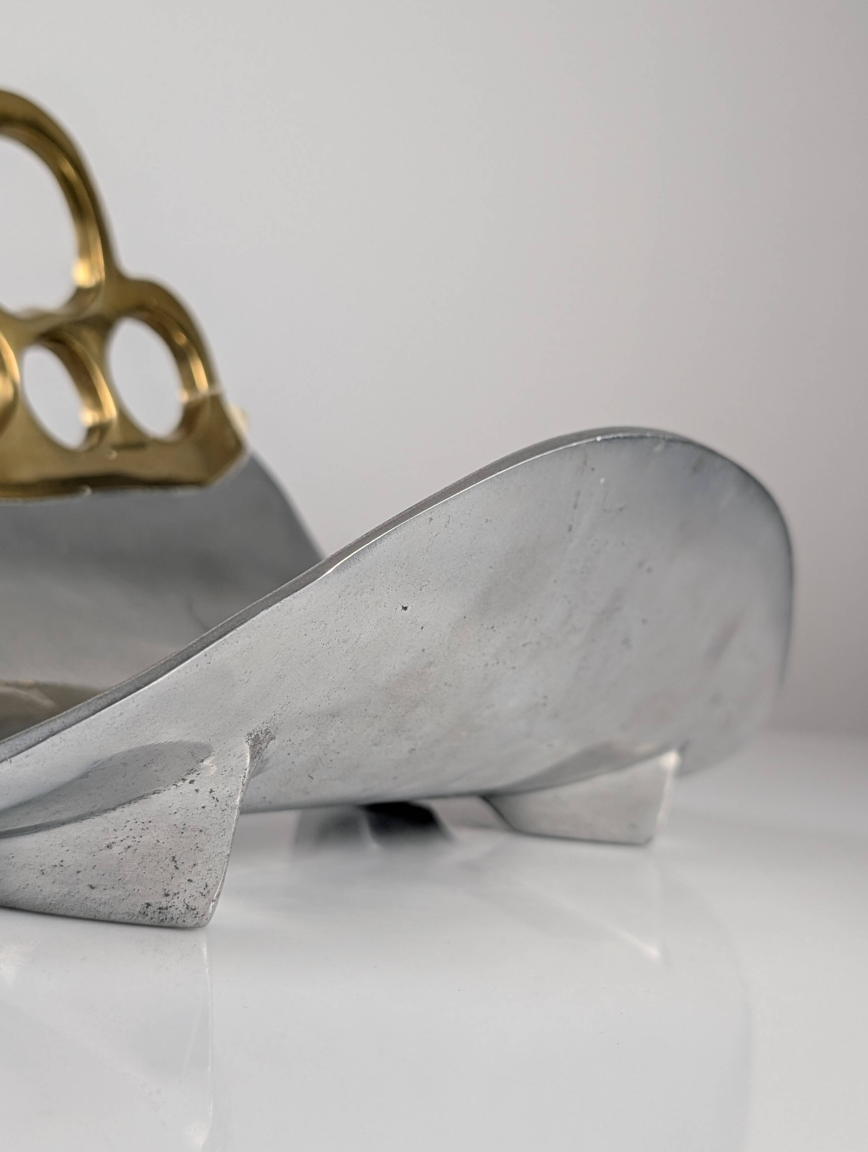 Aluminium and brass log holder by David Marshall, Spain, 1980s