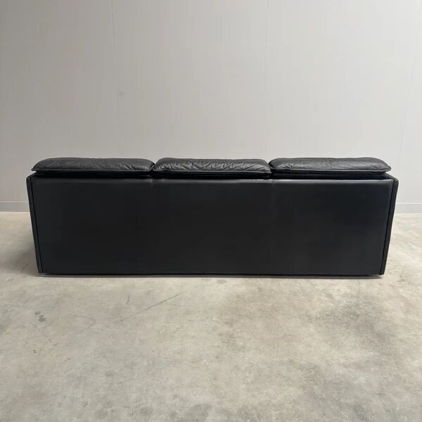 Black leather 3 seat sofa by Dreipunkt, 1970s