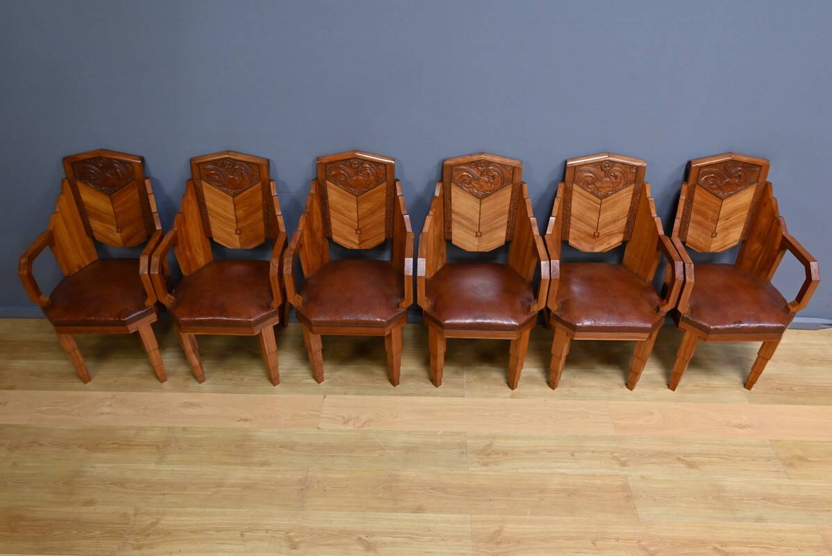 Set of 6 Rosewood Armchairs, Art Deco – 1910