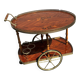 Italian marquetry and brass drinks trolley, mid-20th century