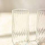 4 high striated glasses