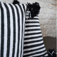 Berber cushion black lines and white medium