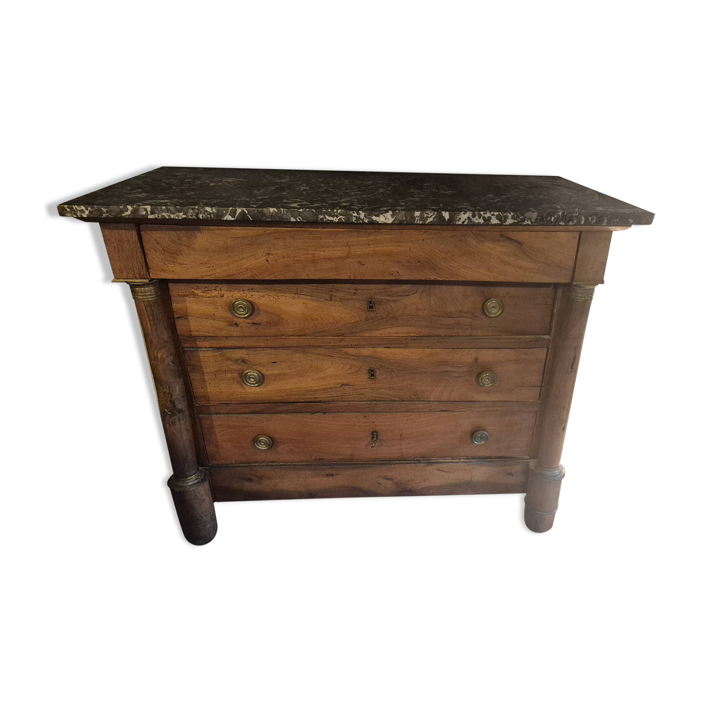 Empire period walnut chest of drawers